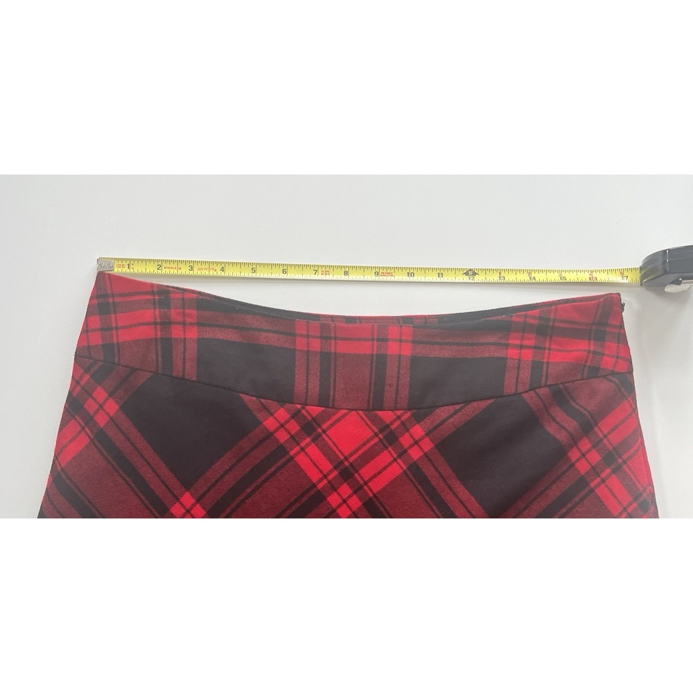 Laura Scott Women's Size 10 Red Black Plaid Midi Skirt A-Line Holiday Winter - Picture 5 of 6